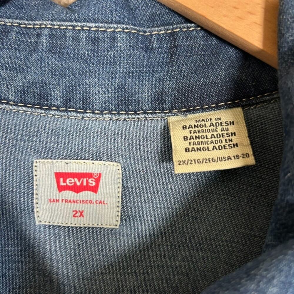 Levis Womens Snap Front Denim Ellie Shirt Dress Size 2X Western Country Y2K‎ 90s - Picture 4 of 8